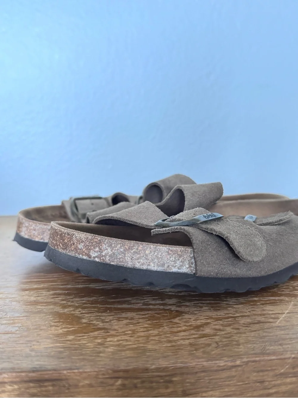 BioStep Brown Suede Leather Slide On Sandals Size 9